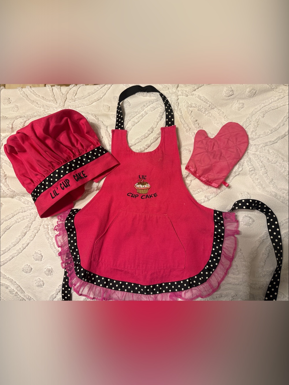 Lil' Cupcake Kids Pink Baking Set Apron & Chef Hat